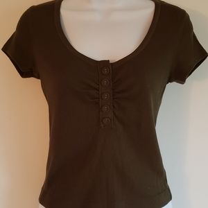 VS TEE SHOP CASUAL DARK GREEN CAP SLEEVE TOP